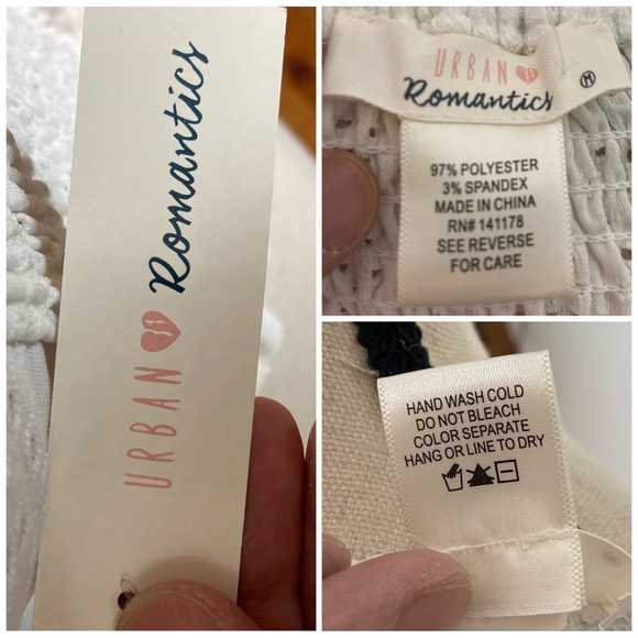 Urban Romantics White Eyelet Knot Front Crop Top W/ Smocked Back Size Medium - Picture 3 of 5